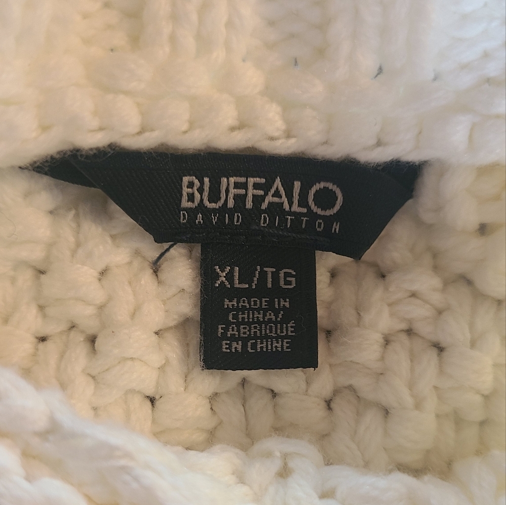 Fringed Cable-Knit Cropped Cream Sweater Buffalo David Bitton Coastal Cowgirl - Picture 2 of 4